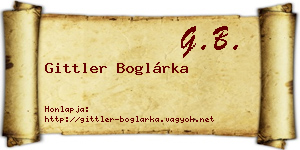 Gittler Boglárka névjegykártya